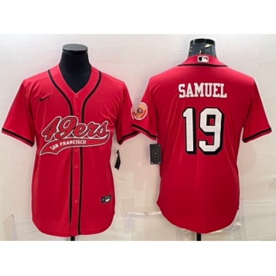 Men's San Francisco 49ers #19 Deebo Samuel Red Color Rush With Patch Cool Base Stitched Baseball Jersey - Ujersey