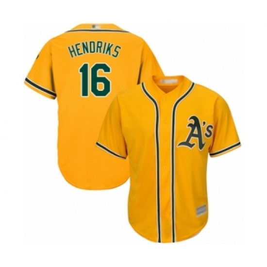 Youth Oakland Athletics #16 Liam Hendriks Authentic Gold Alternate 2 Cool Base Baseball Jersey - Ujersey