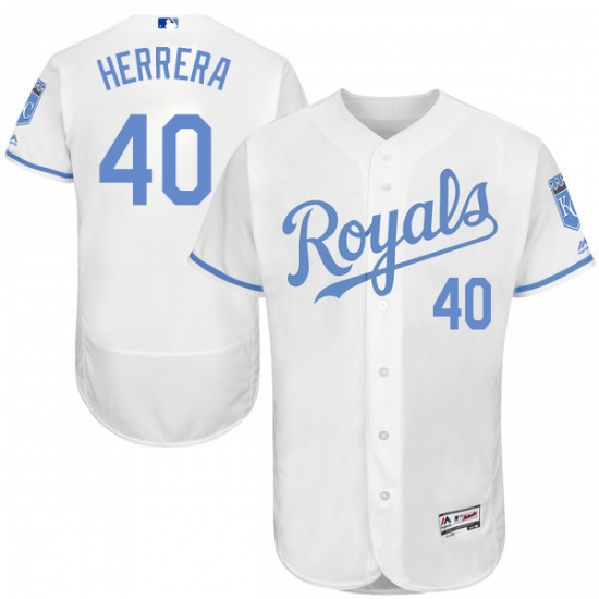 Men's Majestic Kansas City Royals #40 Kelvin Herrera Authentic White 2016 Father's Day Fashion Flex Base MLB Jersey - Ujersey