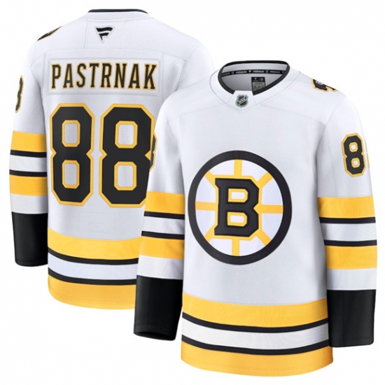 Men's Boston Bruins #88 David Pastrnak White 2025 Away Stitched Hockey Jersey - Ujersey