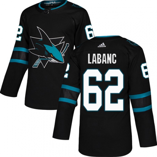 Men's Adidas San Jose Sharks #62 Kevin Labanc Premier Black Alternate NHL Jersey - Ujersey