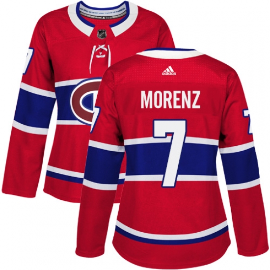 Women's Adidas Montreal Canadiens #7 Howie Morenz Premier Red Home NHL Jersey - Ujersey