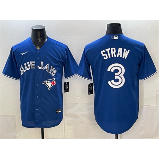 Men's Toronto Blue Jays #3 Myles Straw Royal Stitched Baseball Jersey