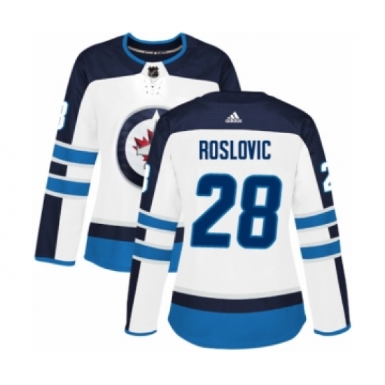 Women's Adidas Winnipeg Jets #28 Jack Roslovic Authentic White Away NHL Jersey - Ujersey