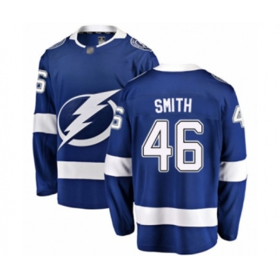 Men's Tampa Bay Lightning #46 Gemel Smith Fanatics Branded Blue Home Breakaway Hockey Jersey