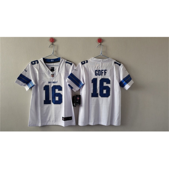 Women's Detroit Lions #16 Jared Goff White Vapor Football Stitched Jersey(Run Smaller) - Ujersey