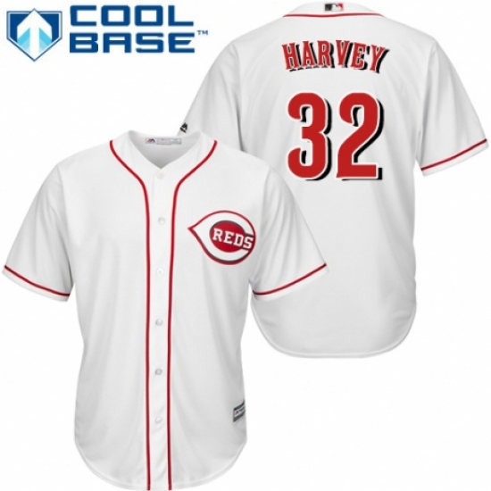 Men's Majestic Cincinnati Reds #32 Matt Harvey Replica White Home Cool Base MLB Jersey - Ujersey