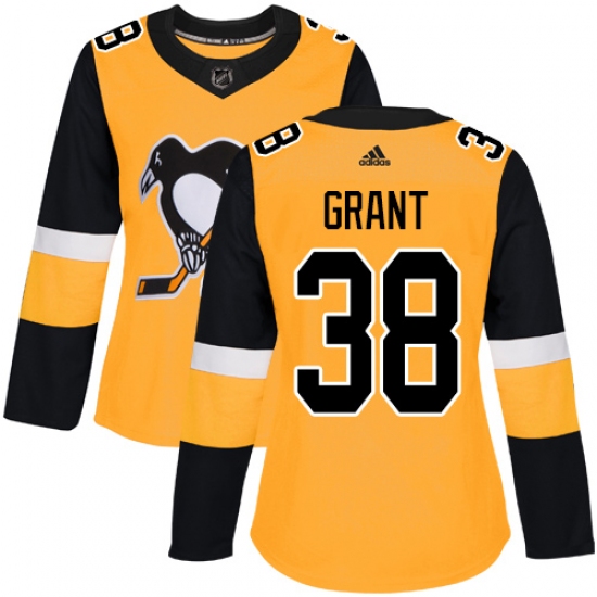 Women's Adidas Pittsburgh Penguins #38 Derek Grant Authentic Gold Alternate NHL Jersey - Ujersey