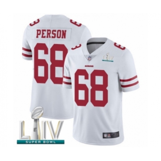 Men's San Francisco 49ers #68 Mike Person White Vapor Untouchable Limited Player Super Bowl LIV Bound Football Jersey - Ujersey