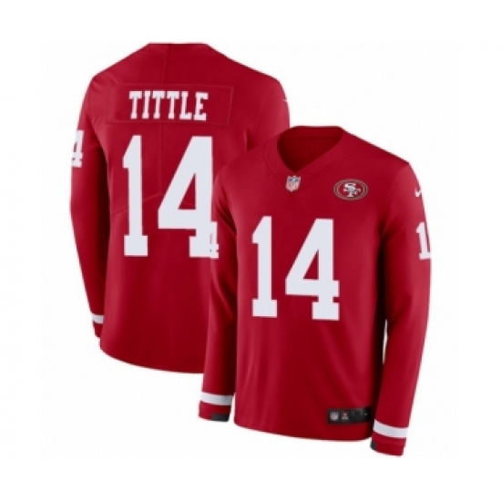 Men's Nike San Francisco 49ers #14 Y.A. Tittle Limited Red Therma Long Sleeve NFL Jersey - Ujersey