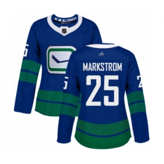 Women's Vancouver Canucks #25 Jacob Markstrom Authentic Royal Blue Alternate Hockey Jersey