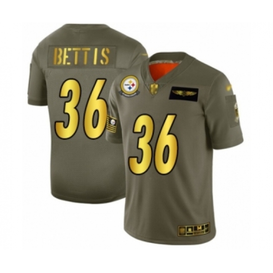 Men's Pittsburgh Steelers #36 Jerome Bettis Olive Gold 2019 Salute to Service Limited Player Football Jersey - Ujersey