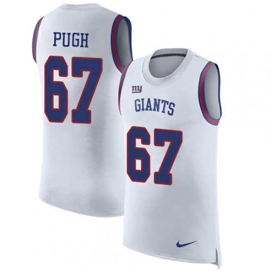 Men's Nike New York Giants #67 Justin Pugh Limited White Rush Player Name & Number Tank Top NFL Jersey - Ujersey