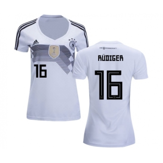 Women's Germany #16 Rudiger White Home Soccer Country Jersey