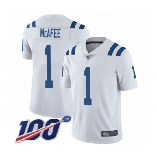 Men's Indianapolis Colts #1 Pat McAfee White Vapor Untouchable Limited Player 100th Season Football Jersey - Ujersey