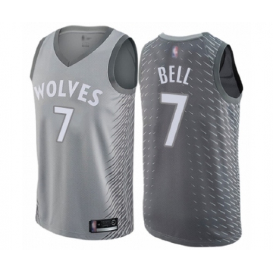 Youth Minnesota Timberwolves #7 Jordan Bell Swingman Gray Basketball Jersey - City Edition