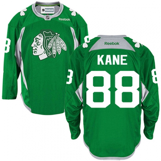 Men's Reebok Chicago Blackhawks #88 Patrick Kane Premier Green Practice NHL Jersey - Ujersey