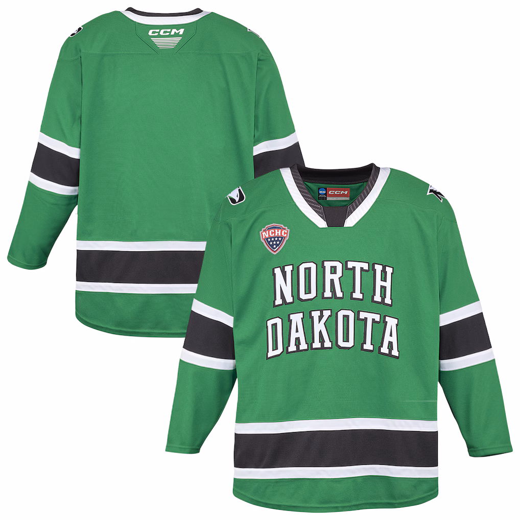 Men's CCM Kelly Green North Dakota Replica Hockey Jersey