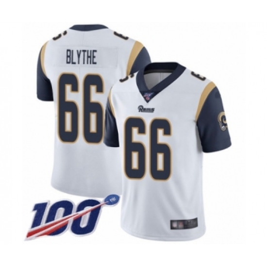Men's Los Angeles Rams #66 Austin Blythe White Vapor Untouchable Limited Player 100th Season Football Jersey - Ujersey
