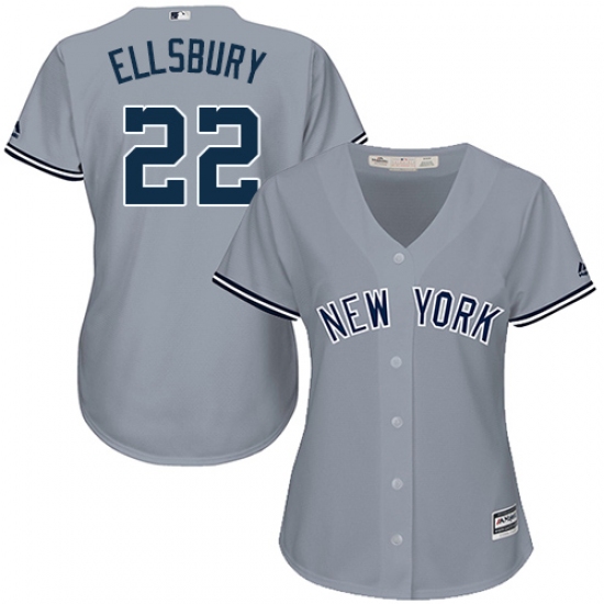 Women's Majestic New York Yankees #22 Jacoby Ellsbury Replica Grey Road MLB Jersey - Ujersey