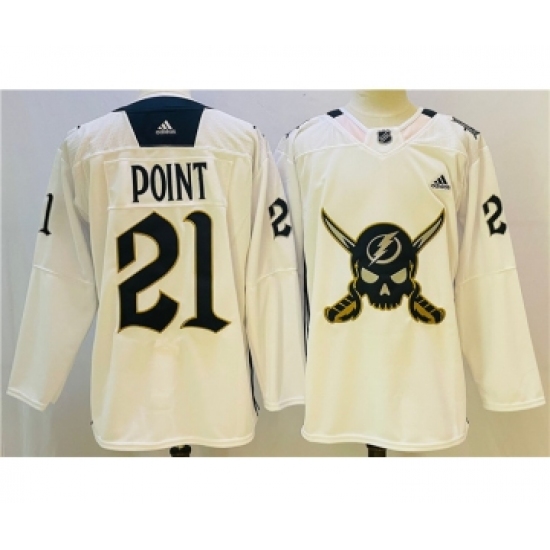 Men's Tampa Bay Lightning #21 Brayden Point White Stitched Jersey - Ujersey