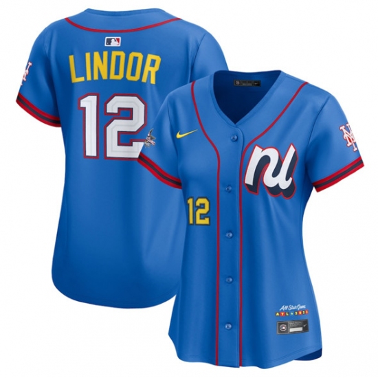 Women's National League #12 Francisco Lindor Blue 2025 All-Star Edition Limited Stitched Baseball Jersey(Run Small)