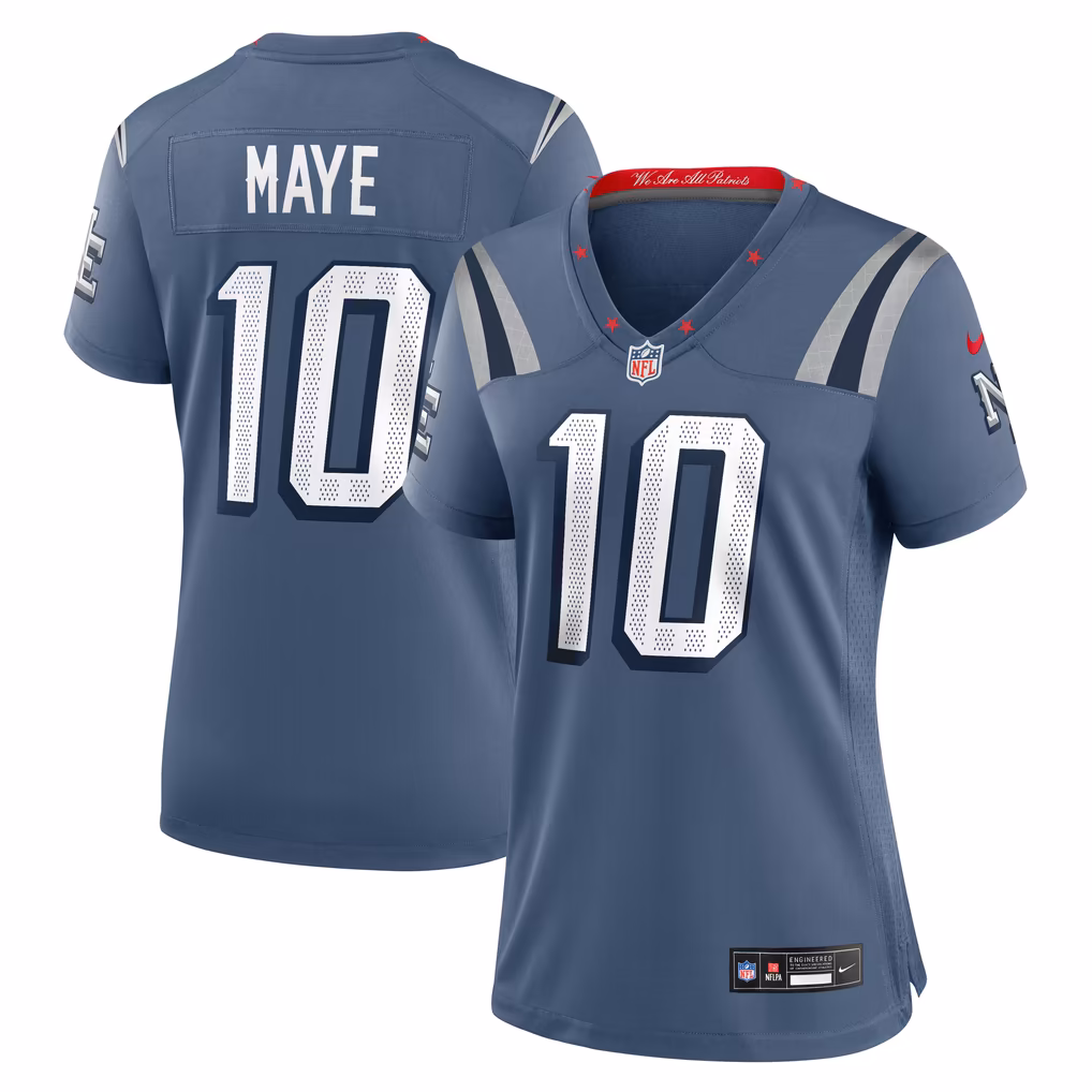 Women's New England Patriots Drake Maye Nike Blue Rivalries Collection Game Jersey - U-jersey