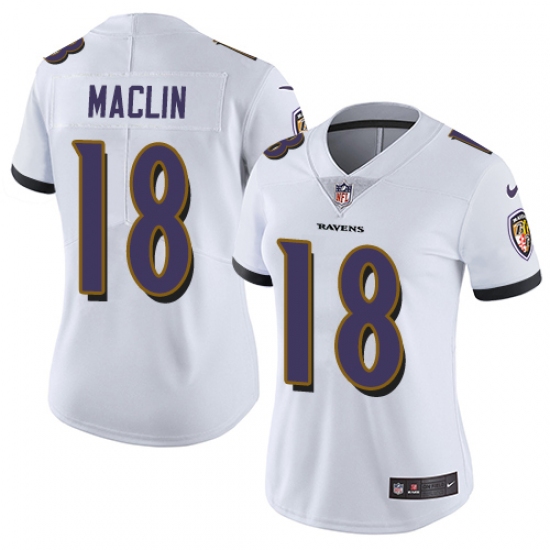 Women's Nike Baltimore Ravens #18 Jeremy Maclin White Vapor Untouchable Limited Player NFL Jersey - Ujersey