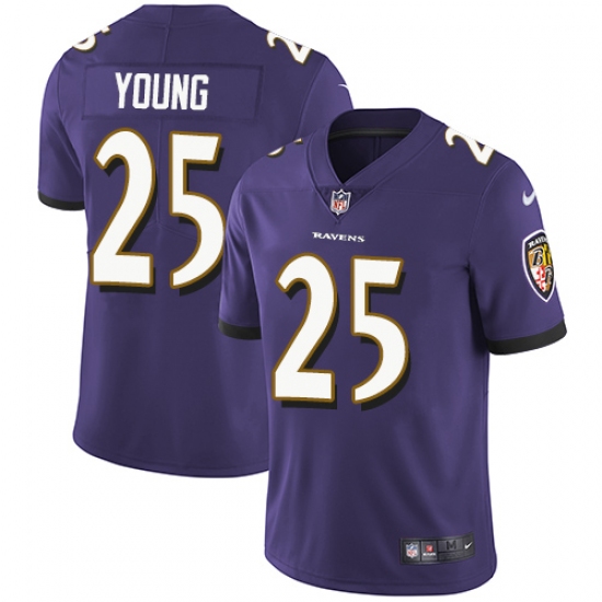 Youth Nike Baltimore Ravens #25 Tavon Young Purple Team Color Vapor Untouchable Limited Player NFL Jersey - Ujersey