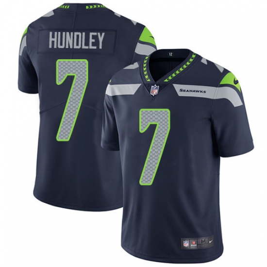 Youth Nike Seattle Seahawks #7 Brett Hundley Navy Blue Team Color Vapor Untouchable Limited Player NFL Jersey - Ujersey