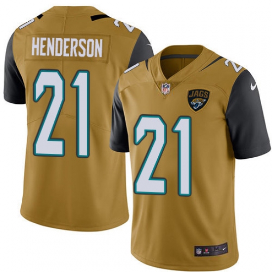 Men's Jacksonville Jaguars #21 C.J. Henderson Gold Stitched Limited Rush Jersey - Ujersey