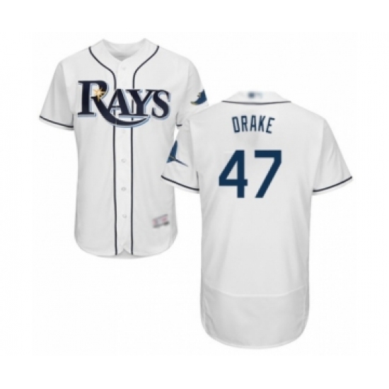 Men's Tampa Bay Rays #47 Oliver Drake Home White Home Flex Base Authentic Collection Baseball Player Jersey - Ujersey