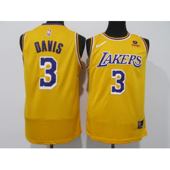 Men's Los Angeles Lakers #3 Anthony Davis Yellow 75th Anniversary Stitched Basketball Jersey - Ujersey