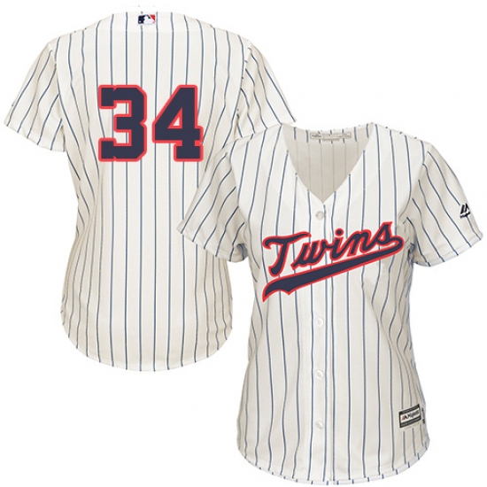 Women's Majestic Minnesota Twins #34 Kirby Puckett Replica Cream Alternate Cool Base MLB Jersey - Ujersey
