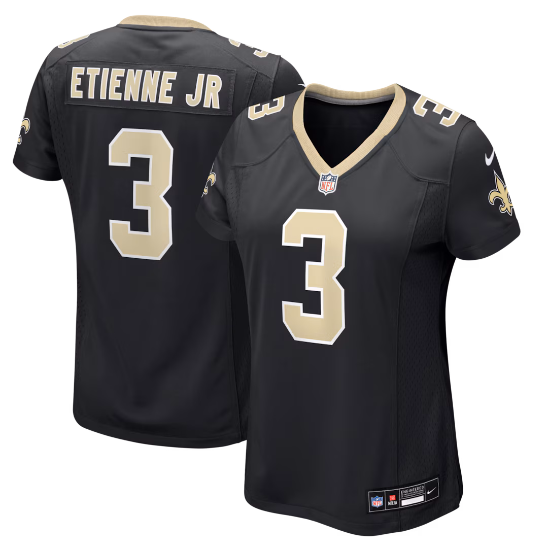 Women's New Orleans Saints Travis Etienne Jr Nike Black Team Game Jersey