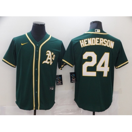 Men's Nike Oakland Athletics #24 Rickey Henderson Green Alternate Jersey - Ujersey