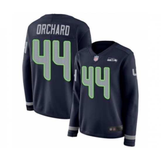 Women's Seattle Seahawks #44 Nate Orchard Limited Navy Blue Therma Long Sleeve Football Jersey - Ujersey