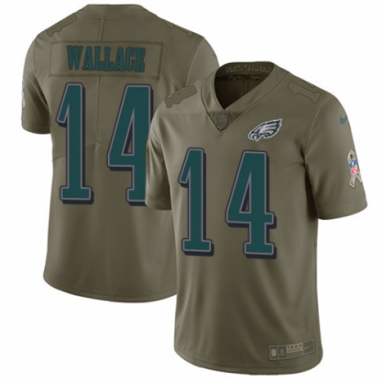 Men's Nike Philadelphia Eagles #14 Mike Wallace Limited Olive 2017 Salute to Service NFL Jersey - Ujersey