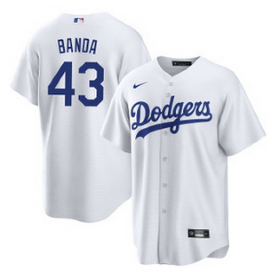Mens's Los Angeles Dodgers #43 Anthony Banda White Cool Base Stitched Baseball Jersey - Ujersey