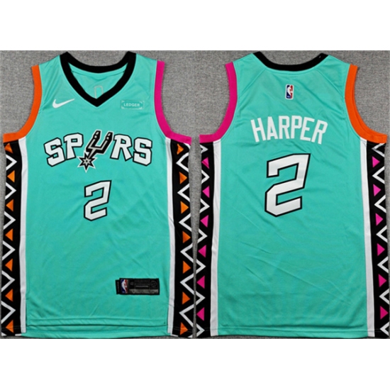 Men's San Antonio Spurs #2 Dylan Harper Teal City Edition Stitched Basketball Jersey - Ujersey
