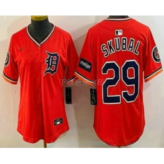 Women's Detroit Tigers #29 Tarik Skubal Orange Stadium Jersey - Ujersey