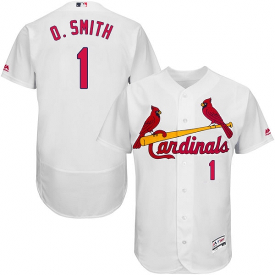 Men's Majestic St. Louis Cardinals #1 Ozzie Smith White Home Flex Base Authentic Collection MLB Jersey - Ujersey
