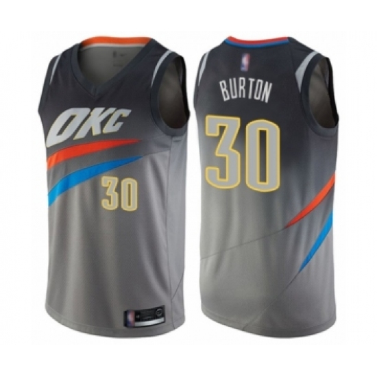 Youth Oklahoma City Thunder #30 Deonte Burton Swingman Gray Basketball Jersey - City Edition - Ujersey