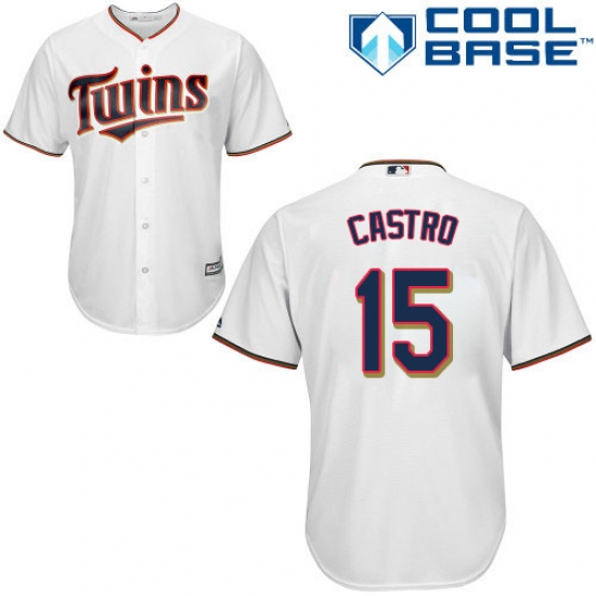 Youth Majestic Minnesota Twins #15 Jason Castro Authentic White Home Cool Base MLB Jersey - Ujersey