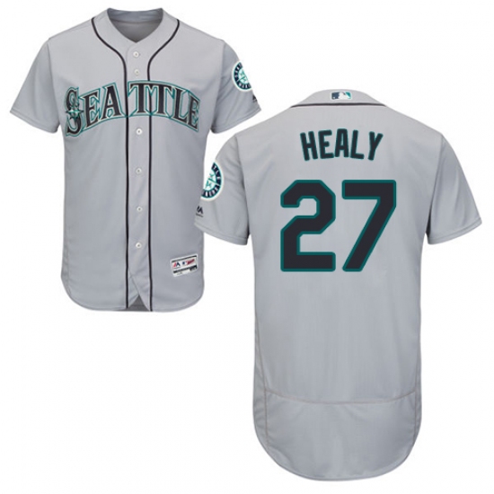 Men's Majestic Seattle Mariners #27 Ryon Healy Grey Road Flex Base Authentic Collection MLB Jersey - Ujersey
