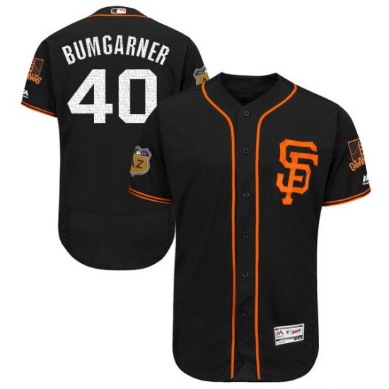 Men's Majestic San Francisco Giants #40 Madison Bumgarner Black 2017 Spring Training Authentic Collection Flex Base MLB Jersey - Ujersey