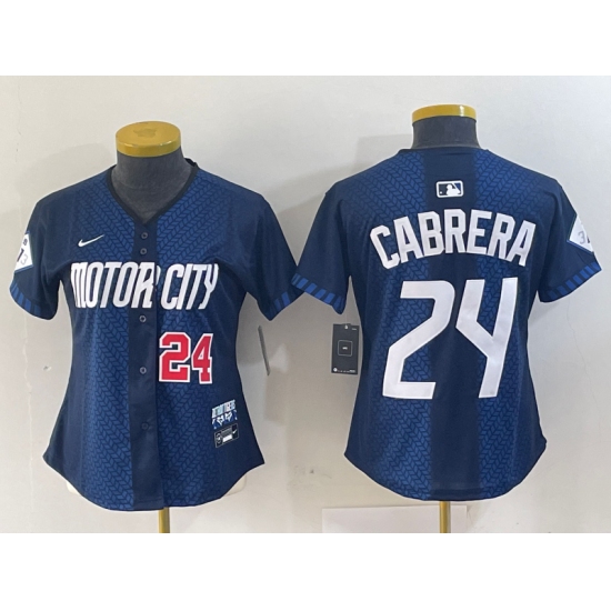Women's Detroit Tigers #24 Miguel Cabrera Navy 2024 City Connect Cool Base Limited Stitched Jerseys - Ujersey