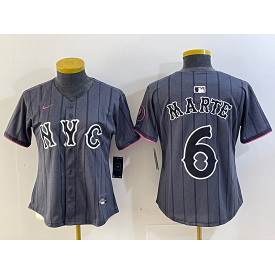 Women's New York Mets #6 Starling Marte Gray 2024 City Connect Cool Base Stitched Jersey - Ujersey