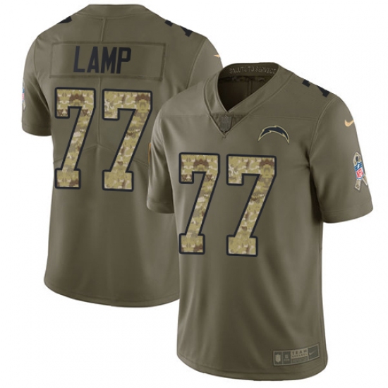 Men's Nike Los Angeles Chargers #77 Forrest Lamp Limited Olive/Camo 2017 Salute to Service NFL Jersey - Ujersey