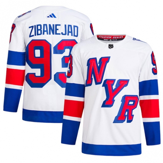 Men's New York Rangers #93 Mika Zibanejad White 2024 Stadium Series Stitched Jersey - Ujersey